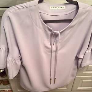 Trina Turk Light Purple Blouse with Tie-Neck